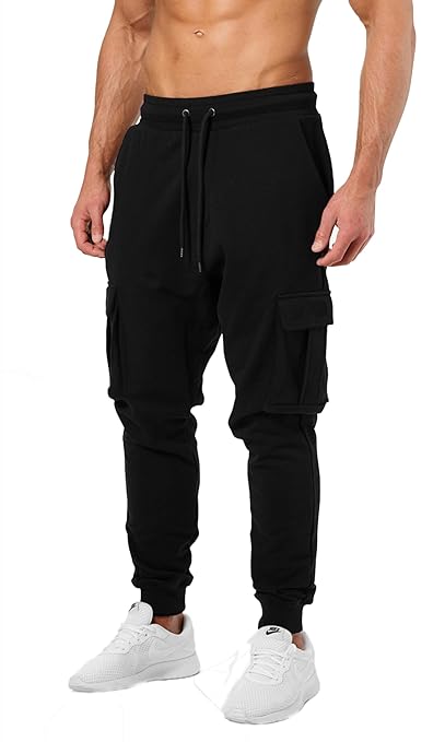 Men's Cotton Solid Men Stylish Cargo Black Track Pants