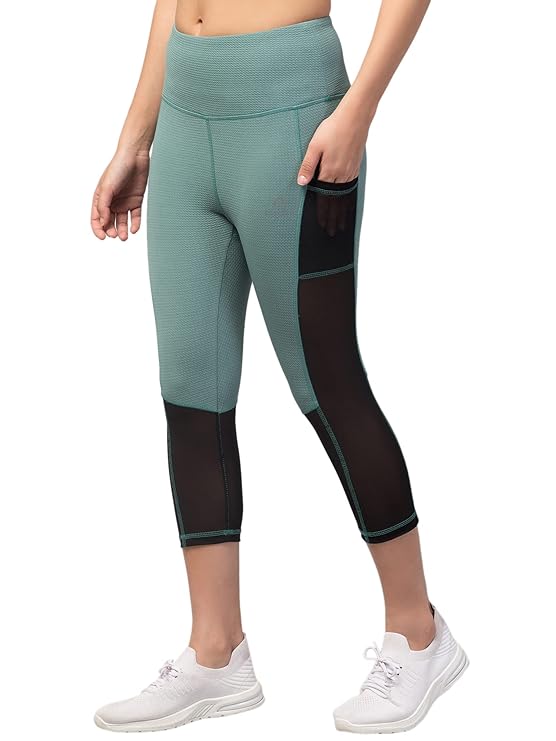 Women's Fourway Karara Spandex High Waist Sports Capri with Side Pocket