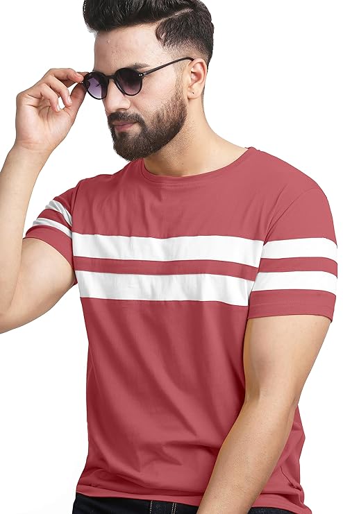 T-Shirt for Mens Double Stripes on Chest