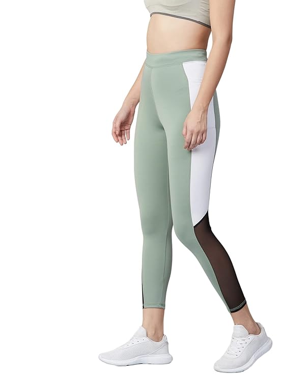 Stretchable Yoga Pants for Women & Gym Pants for Women Workout with Mesh Insert & Side Pockets