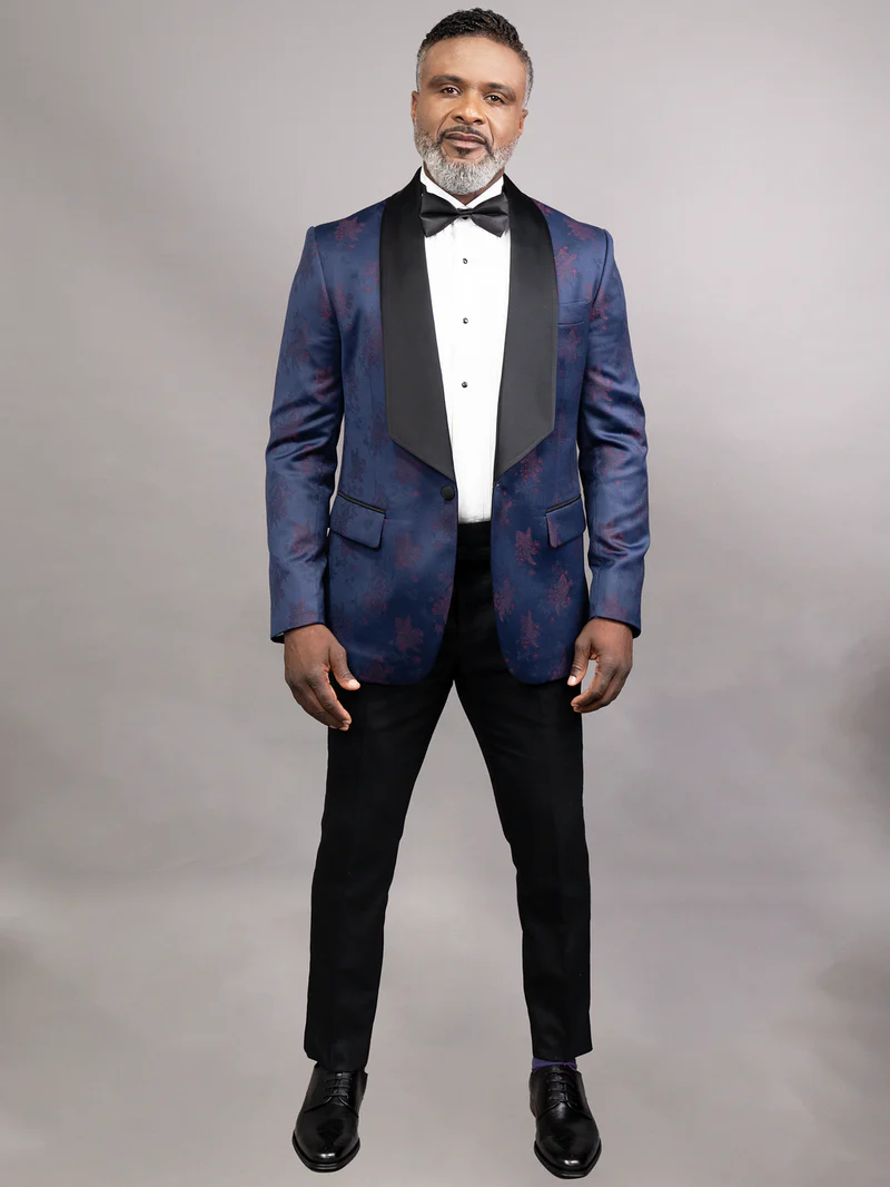 SHAWL LAPEL NAVY JACQUARD | DINNER JACKET