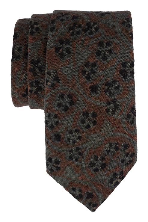 Grey and Brown Microfiber Necktie For Men